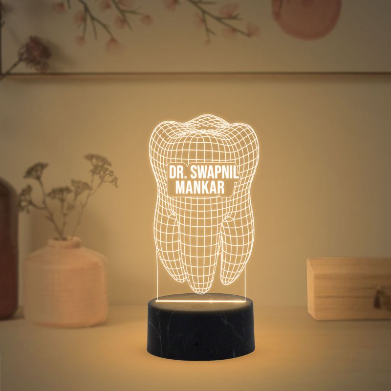 Teeth 3D Illusion Night lamp with Warm White Light Desk Table lamp Gift for Doctor